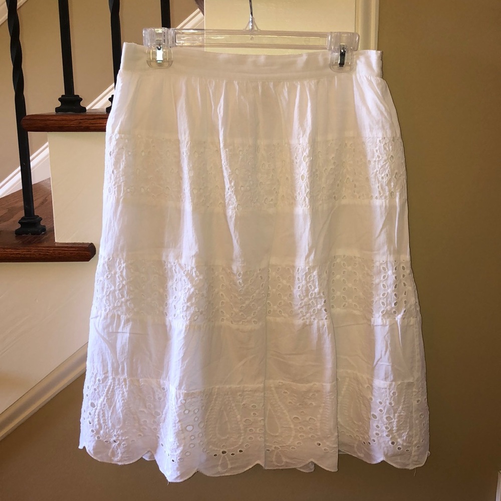 Women’s tiered white eyelet skirt